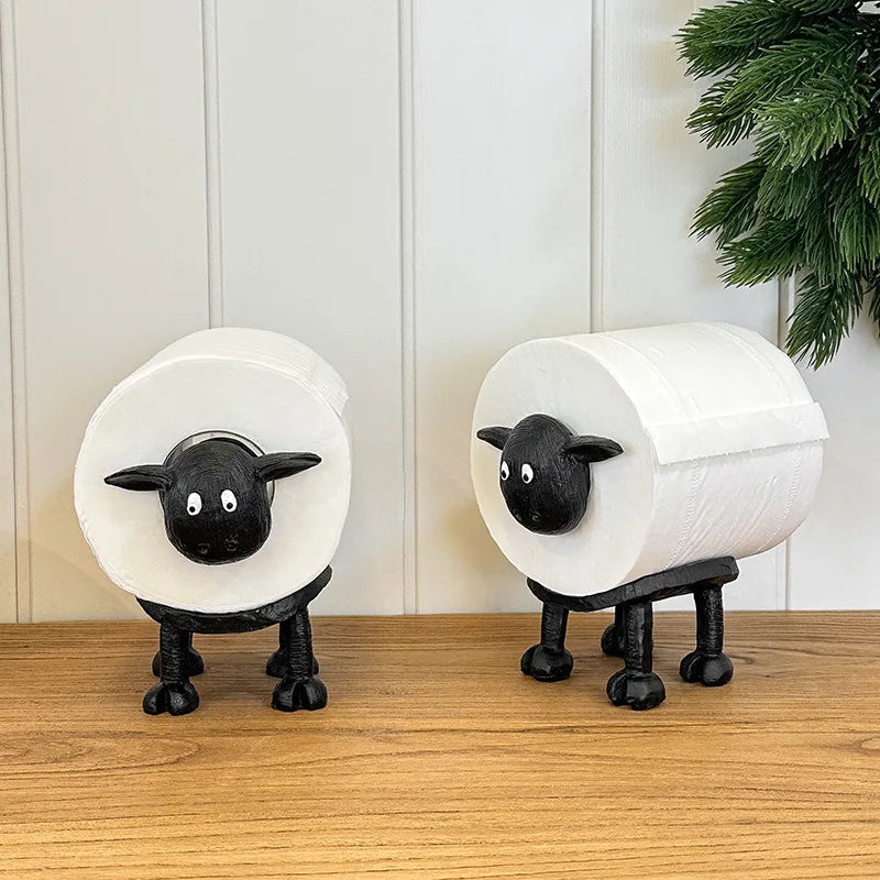 2PCS Pack Adorable Animal-Shaped Toilet Paper Holder: Resin Material, Suitable for Bathroom Decoration