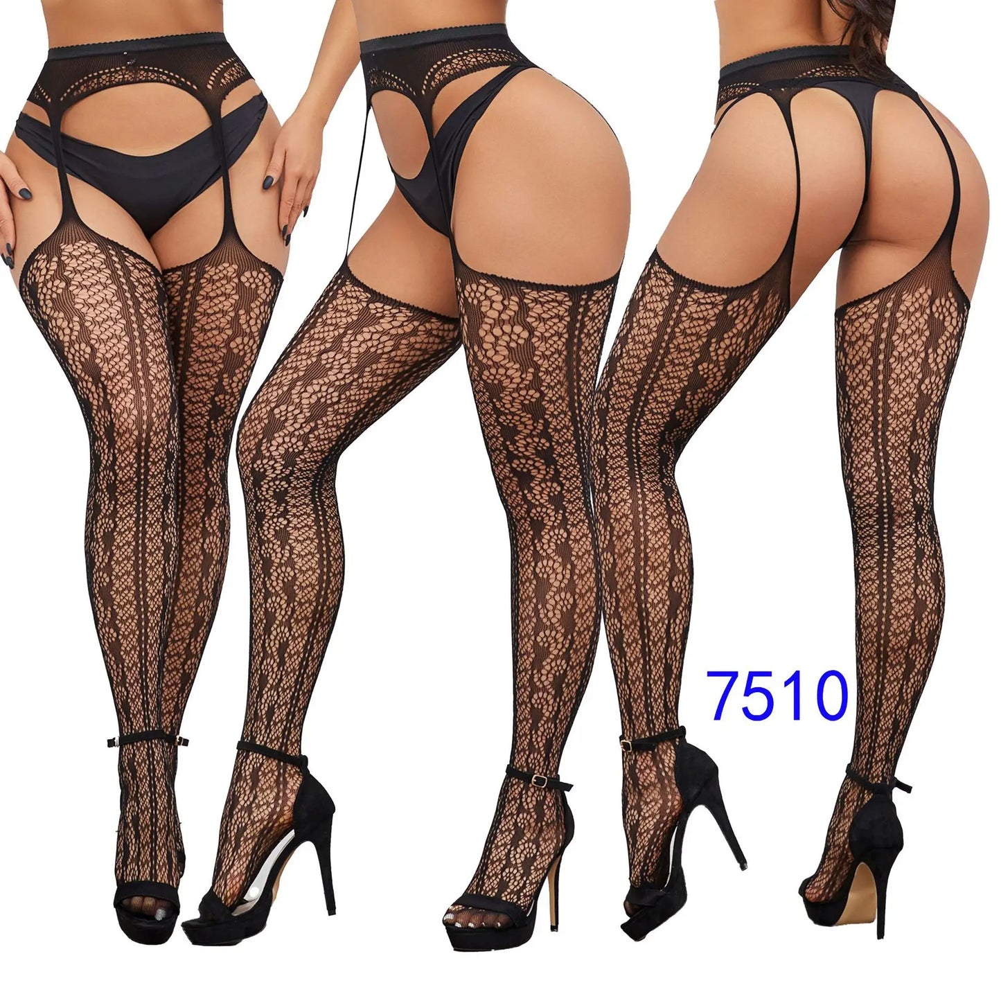 Women Sexy Suspender Stockings Open Crotch Pantyhose Fishnet Tights Hot Fashion Night Party Mesh Net Leggings Garters Hosiery