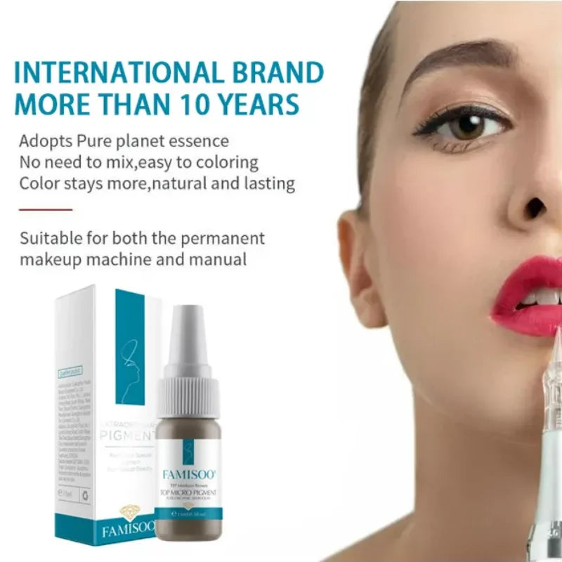 15ML FAMISOO Henna Lip Tattoo Ink Professional Permanent Makeup Pigment Rose Pink Lips Pigments Micropigmentation Tattoo Supplie