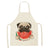 Cute Dog Pug Pattern Cotton Linen Sleeveless Chef Apron Kitchen Aprons Women Home Cooking Baking Waist Bib Pinafore 55x68cm