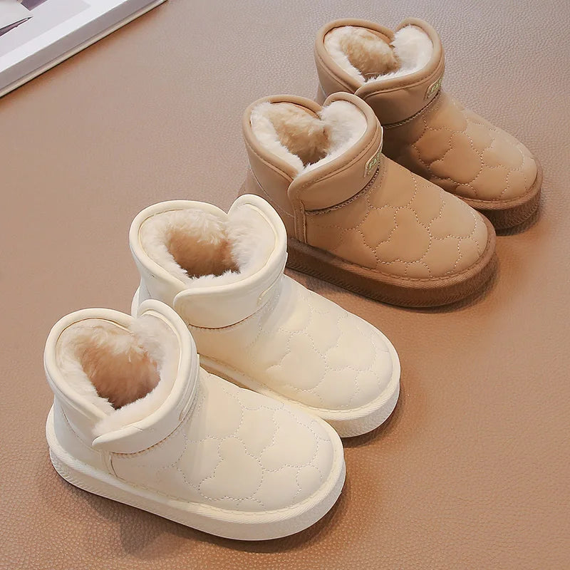 Children's Snow Boots 3-18 Years Old White Waterproof Non-slip Boys Girls Cotton Shoes Winter Soft Non-slip Kids Short Boots
