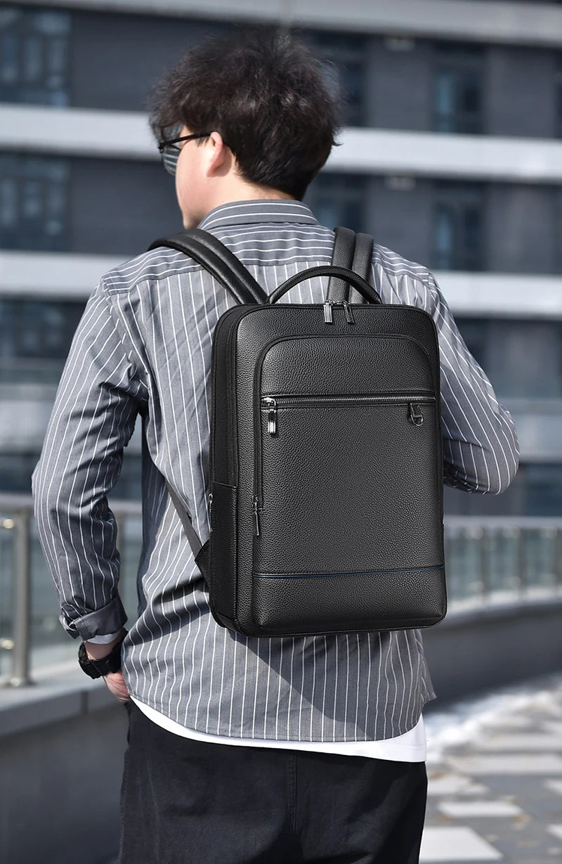 Executive Backpack Men PU Leather USB Charging Satchel Briefcase Office Travel Laptop Office Business Shoulder Back Pack Male