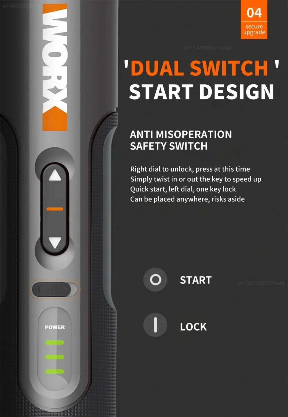 Worx 30 Bit Sets Power Tools WX242 Electrical Screwdriver Set Smart Cordless Drill Screwdrivers USB Rechargeable Set Home Repair