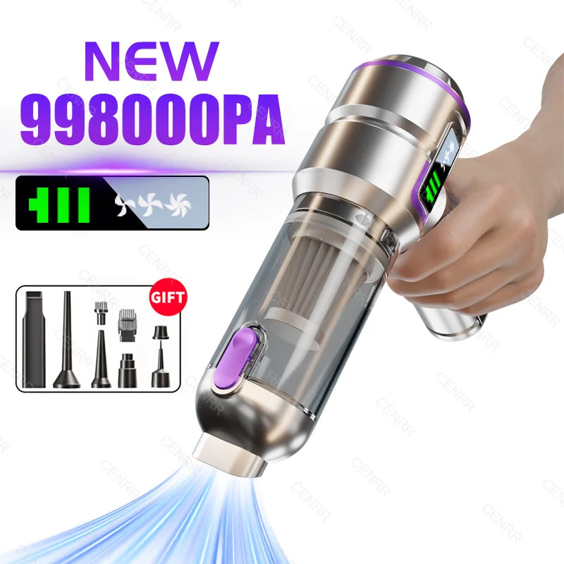 Mini Car Vacuum Cleaner 998000PA Cordless Powerful for Home Handheld Blower Car Cleaner Portable Car Vacuum Cleaner