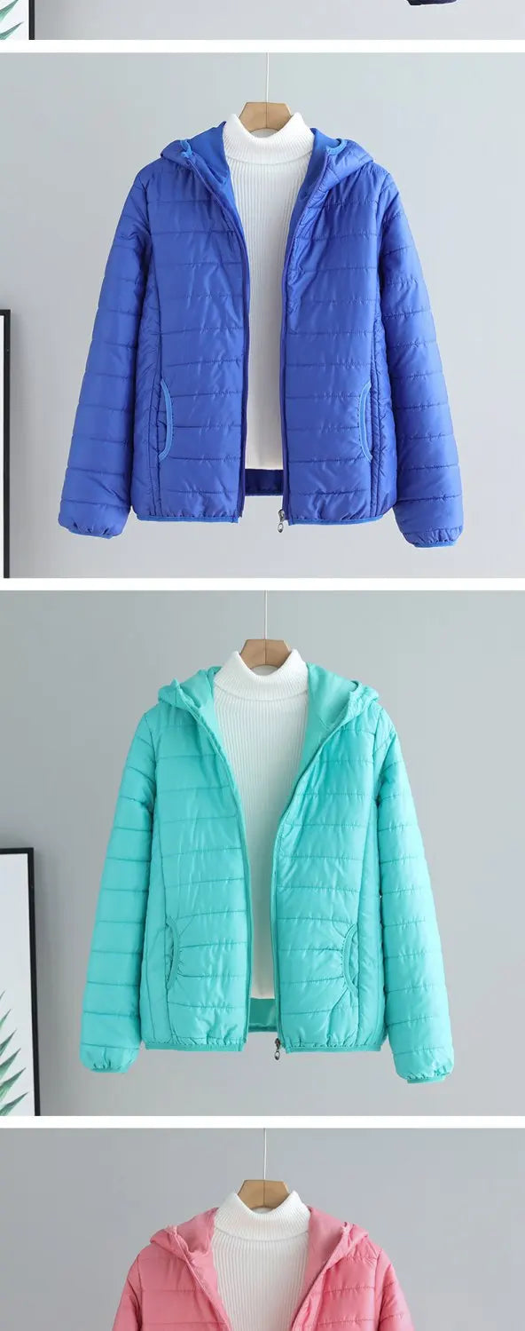 Lightweight Cotton-Padded Jacket For Women 2025 New Winter Cotton Coat Thin Loose Short Women Hooded Parkas Coat Women Outwear