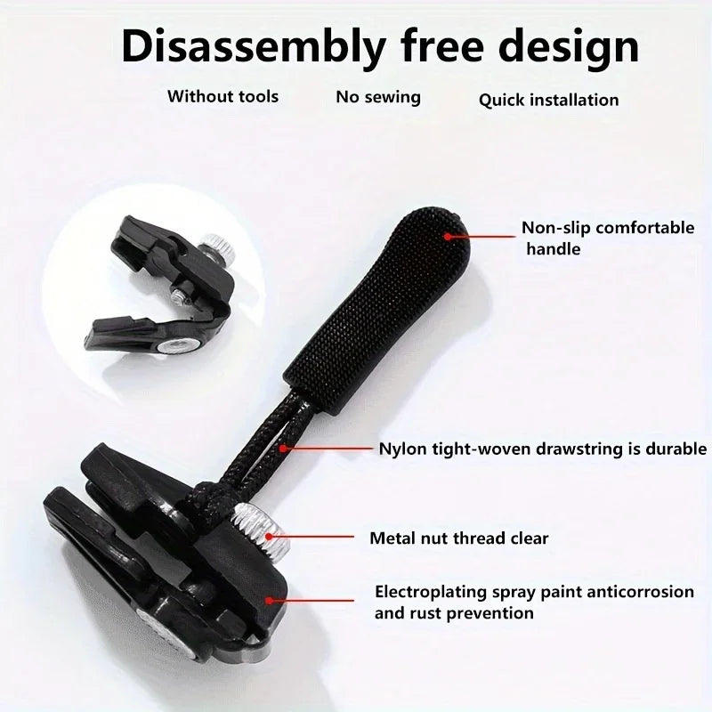 3-12PC Universal Zipper Repair Kit Quick Instant Replacement Zipper Head For Jacket Bag Coat Zippers Head DIY Sew Repair Tools