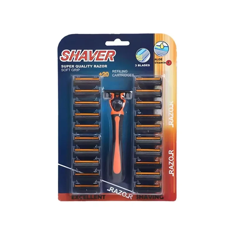 Shaver Brand New Design Men Razor Shaving Three Layer Shaver Reusable Razor Imported Blade Multi Tool Head Replace