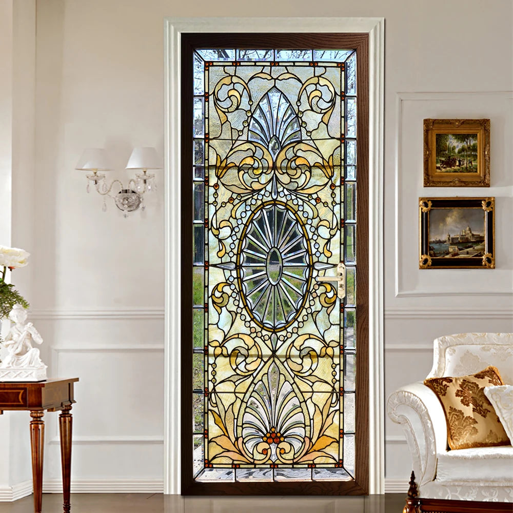 Simulation Of Gilt Leaves DIY Door Stickers Home Decoration Wall Sticker Kitchen Art Mural Peel & Stick Waterpoof PVC Wallpaper