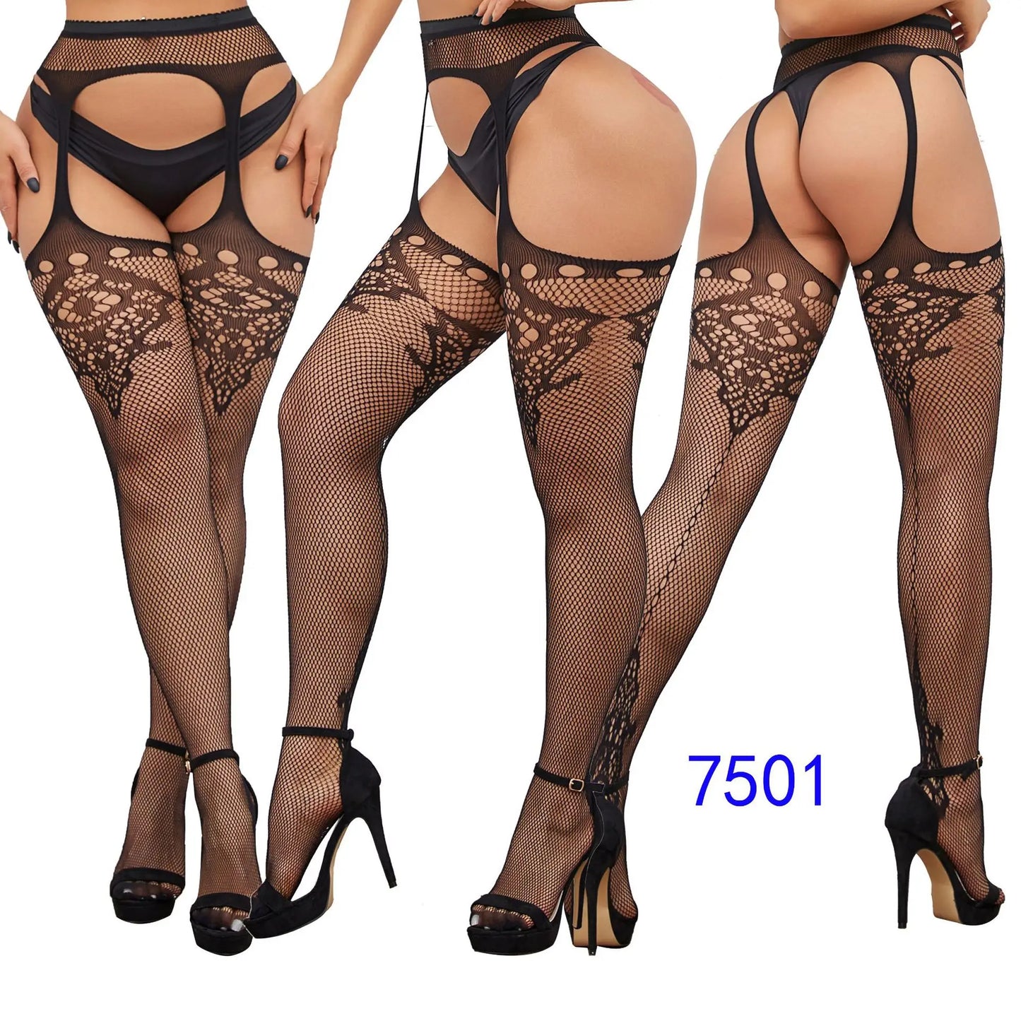 Women Sexy Suspender Stockings Open Crotch Pantyhose Fishnet Tights Hot Fashion Night Party Mesh Net Leggings Garters Hosiery
