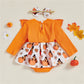 Toddler Infant Baby Girls 2Pcs Thanksgiving Outfits Long Sleeve Turkey Print Skirt Romper with Headband Set Newborn Clothes