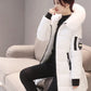 Women Winter Fur Collar Hooded Parka Fashion Letter Patch Zipper Pockets Design Long Jacket Elegant Slim Warm Thick Female Coats