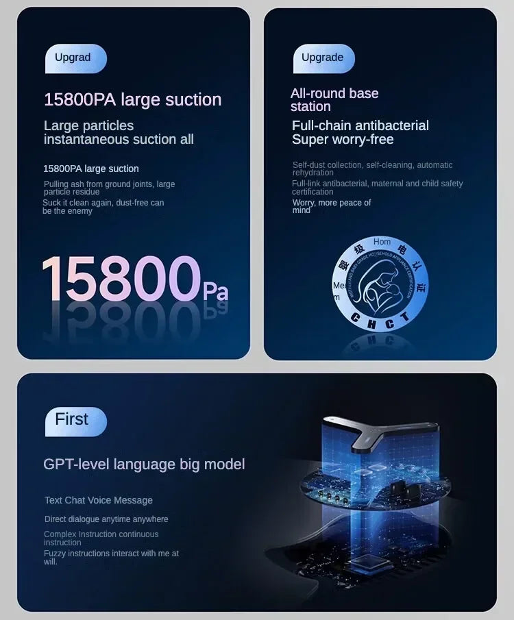 Original Ecovacs Deebot T50 PRO Vacuum Cleaner Robot Chinese Version 15800Pa Hair Zero-tangle Stepless 70°C Hot Water