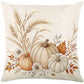 Thanksgiving Harvest Festival Throw Pillow Cover 18x18in with Straw and Pumpkin Pattern for Fall Thanksgiving Decor Living Room