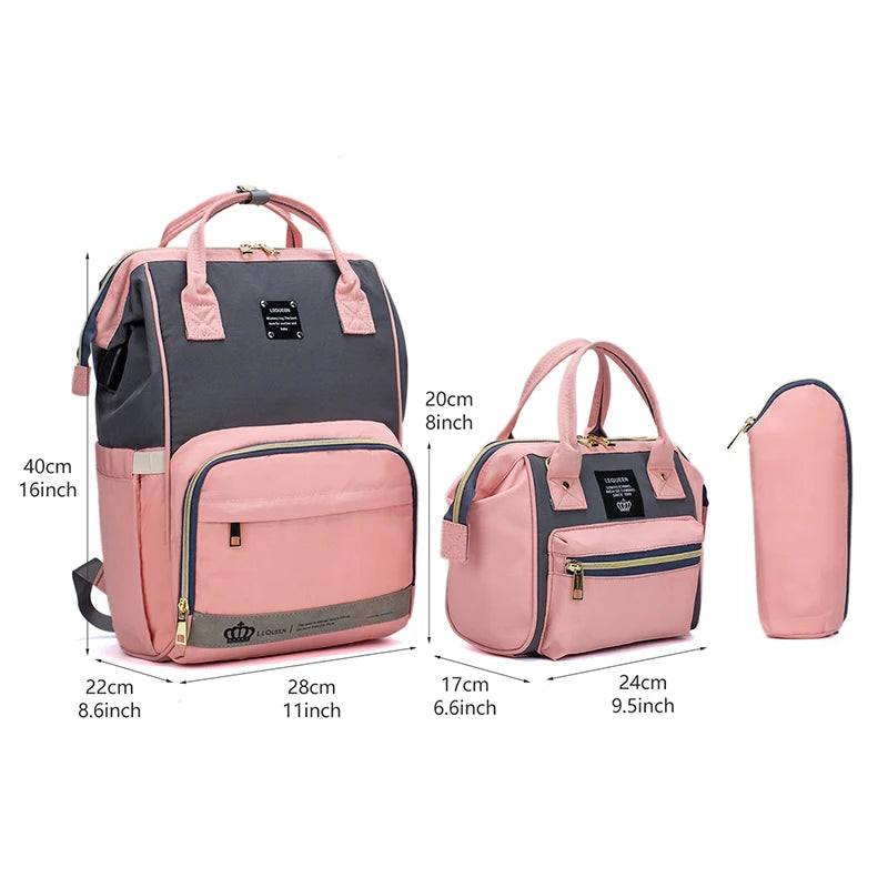Mommy Bag Fashion Diaper Bag for Baby Nappy Bag Waterproof Mummy Bag with Diaper Pad, Pacifier Bag, Backpack, Hand Bag