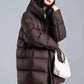 Winter Hooded Warm Mid Length Down Jacket Female Double Zipper Solid Parker Outwears Women 90% White Duck Down Loose Down Jacket