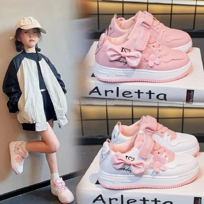 Teenagers outdoor sneakers Student girls' cute bow sports shoes Comfortable soft sole running shoes casual tennis shoes