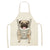 Cute Dog Pug Pattern Cotton Linen Sleeveless Chef Apron Kitchen Aprons Women Home Cooking Baking Waist Bib Pinafore 55x68cm