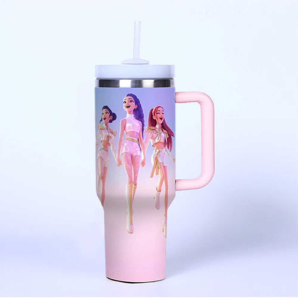 K-pop Demon Hunters Themed Custom Print Insulated Straw Cup