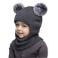 Kids Yarn Knit Balaclava Cap Autumn Winter Pullover Ear Protection Double Ball One-piece Baby Christmas Gift Hat