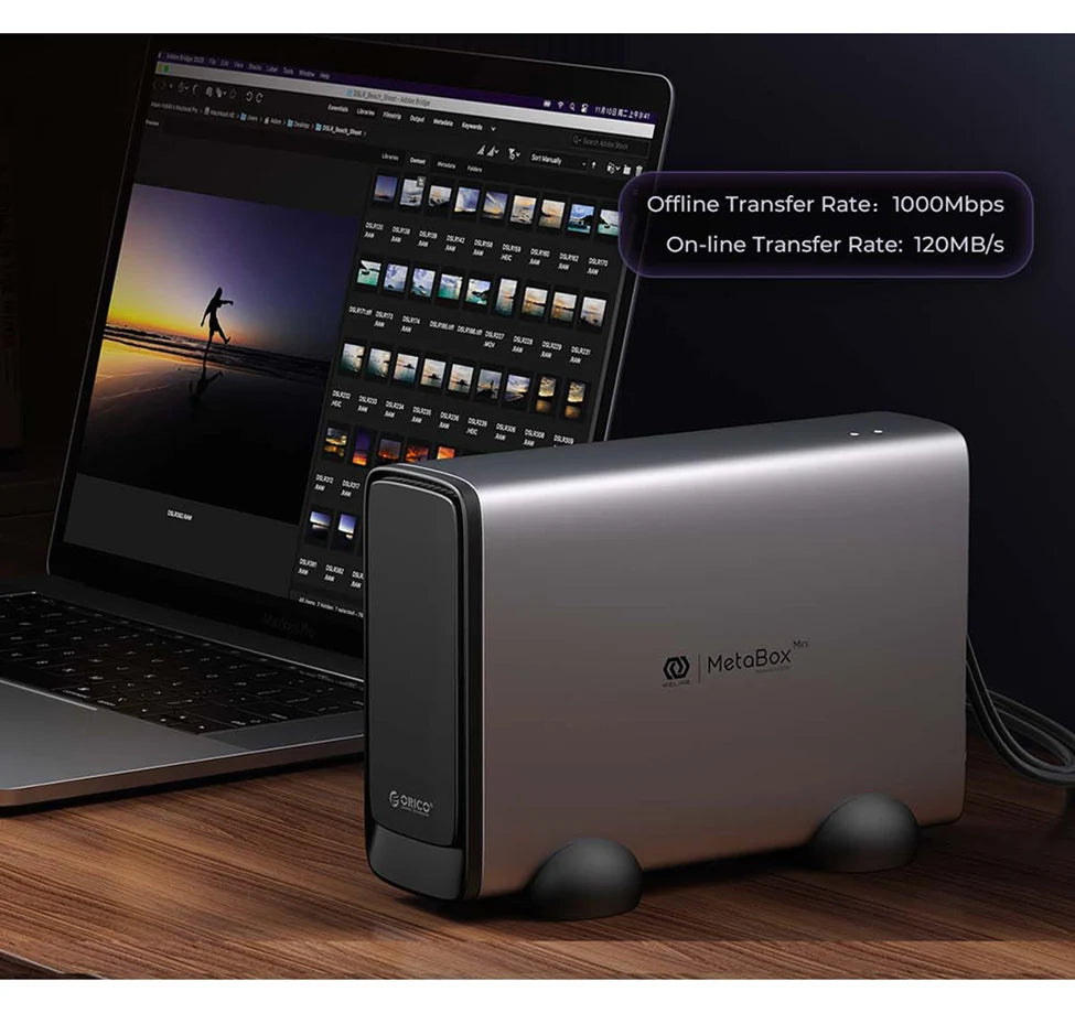 ORICO Personal Cloud NAS Storage SDVN 3.5"Data Securit Network Attached Storage with Automatic Cooling Fan Remote Access MetaBox