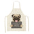 Cute Dog Pug Pattern Cotton Linen Sleeveless Chef Apron Kitchen Aprons Women Home Cooking Baking Waist Bib Pinafore 55x68cm