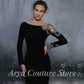 Elegant Long Sleeve Evening Dresses Tea-Length Women Event Straight Sexy Backless Dress Customized Scoop Neckline Wedding Guest