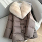 2025 Winter New Mid-length Temperament White Goose Puffer Parkas Women Fox Fur Detachable Large Lapel Fur Down Jacket High Qual
