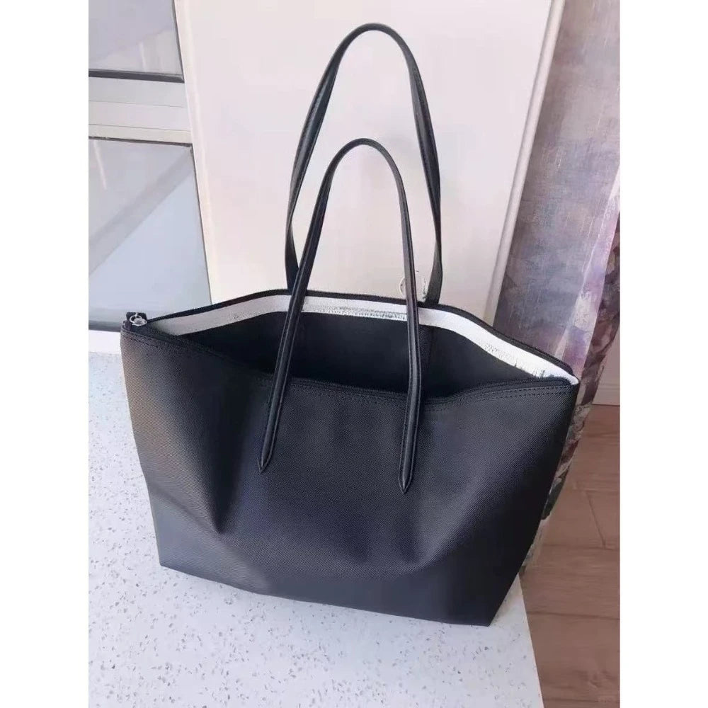 Classic French Fashion Women's Outdoor Large Capacity Lightweight Simple Commuting Big Bag Tote Bag Handbag Large