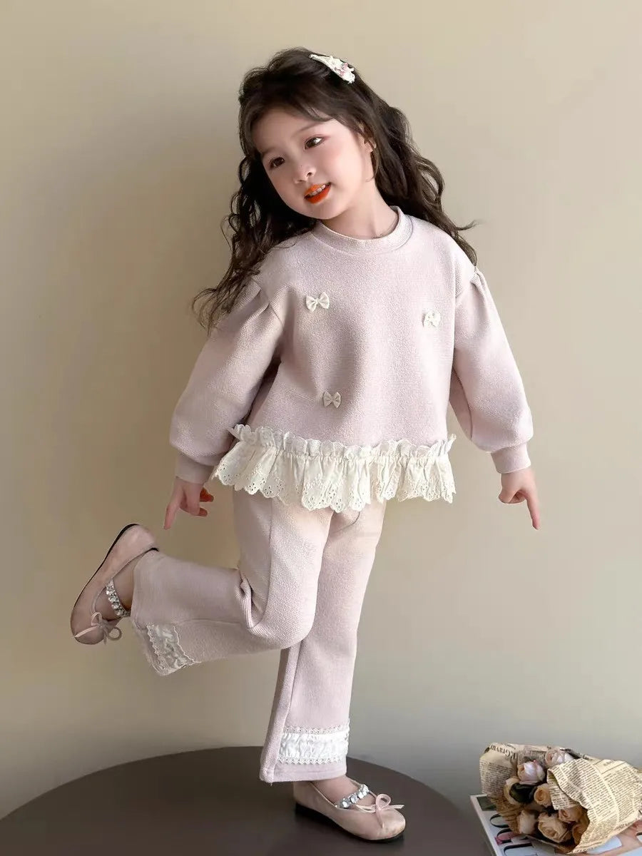 Girls Fashionable Sweet Spring Autumn New Style Casual Long Sleeve Two-Piece Set Children's Clothing Baby Girl Outfit