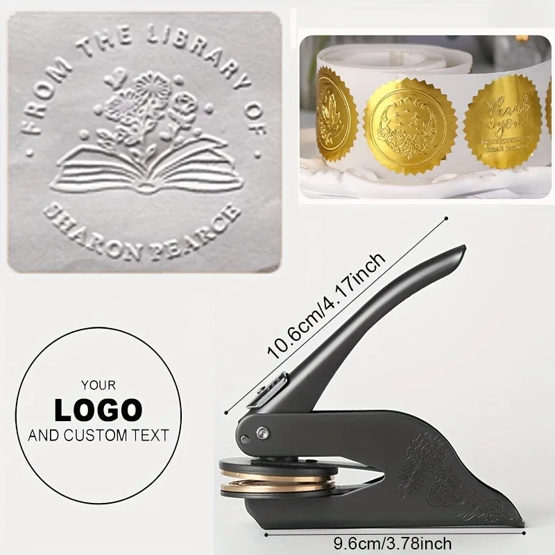 Custom Embosser Stamp LOGO DIY Personalized Book Embosser Seals for Letter Head Wedding Envelope Graduation Christmas Decoration