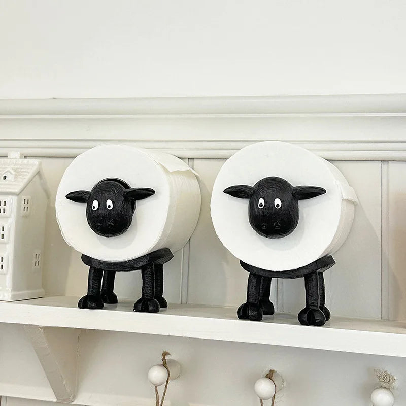 2PCS Pack Adorable Animal-Shaped Toilet Paper Holder: Resin Material, Suitable for Bathroom Decoration