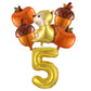 6Pcs Autumn Forest Animals Kids Birthday Party Decoration Squirrel Pine Cone Foil Balloon With 0-9 Number Ball Thanksgiving Gift