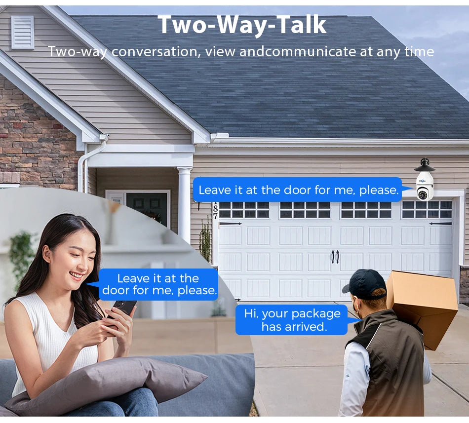 Hiseeu 3MP Wifi PTZ IP Camera E27 Light Bulb Camera Night Vision Auto Tracking Two-way audio Wireless CCTV Surveillance Security