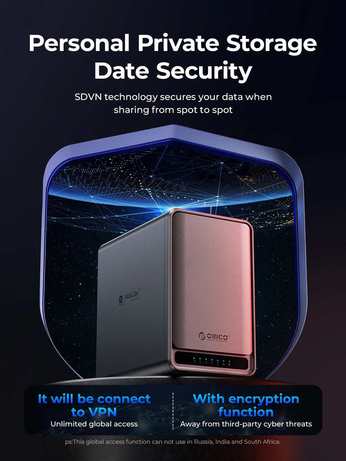 ORICO USB 3.2 MetaCube Household Storage SATA NAS 2/5 Bay HDD/SSD Enclosure 40TB/100TB House Personal Cloud Serve Smart Backup