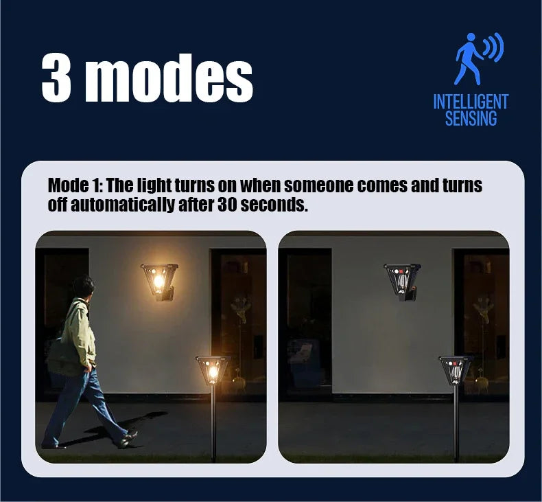 Solar Motion Sensor Light Outdoor LED Waterproof Lawn Street Garden Villa Porch Wall Mounted and Plug-in Dual-Purpose Camping