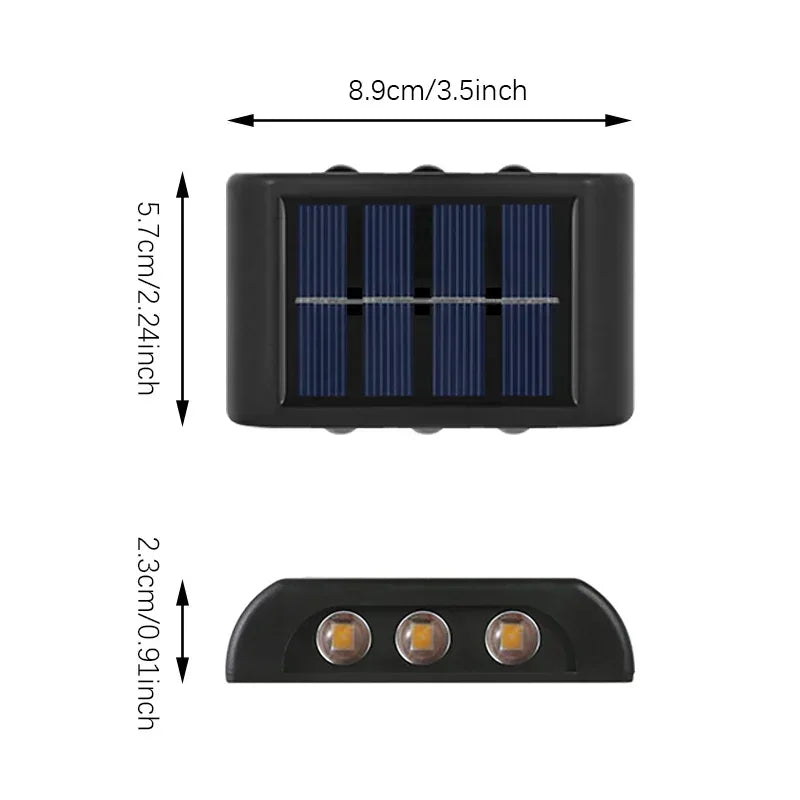 Outdoor LED Solar Garden Light Solar Wall Lamp Up And Down Luminous Waterproof Solar Powered Wall Washer Light Yard Street Decor