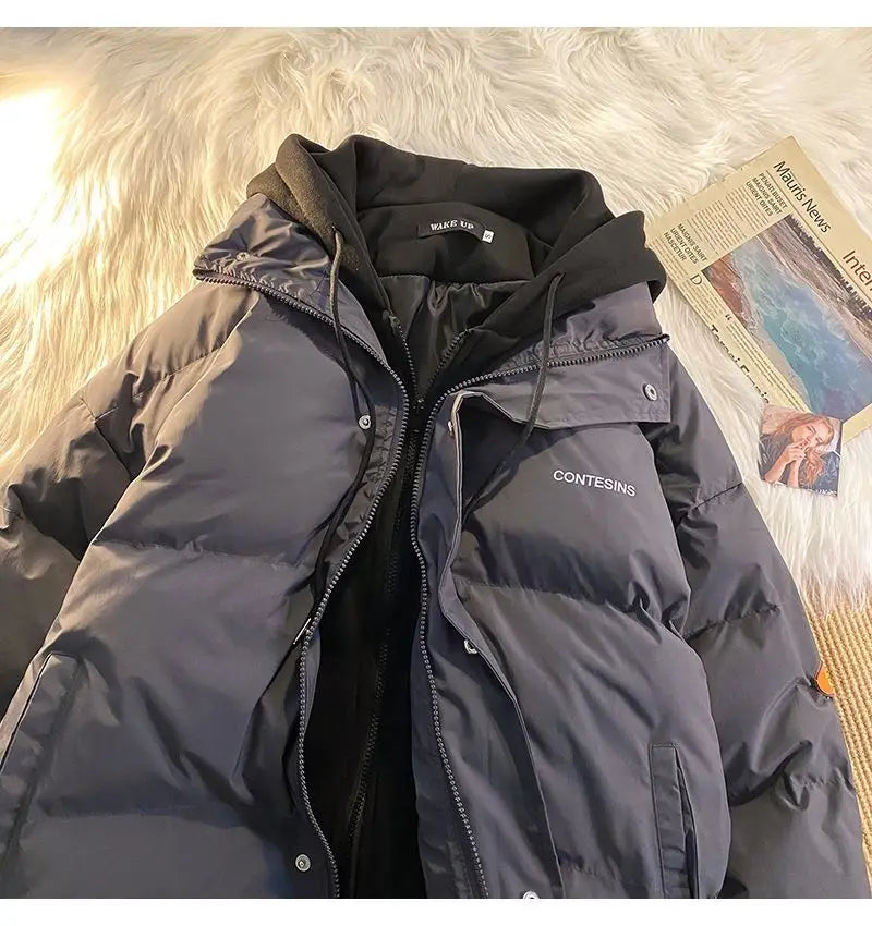 2026 Korean Winter Leisure Cotton Clothes Women Parker coat Y2K Multi-functional Fake Two Pocket Zipper Down Jacket Thick Coat