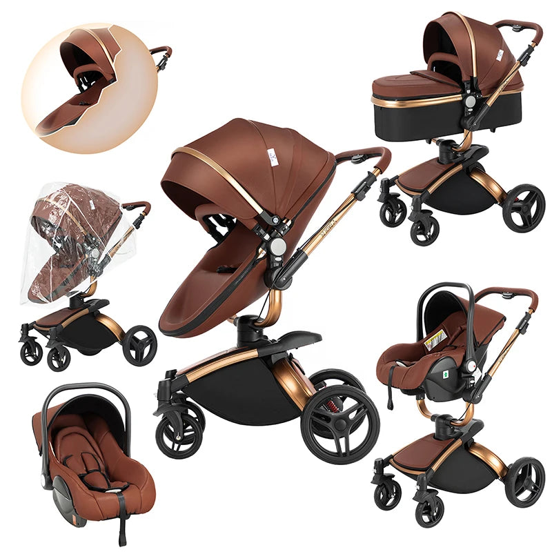 Magic ZC Lightweight stroller Baby stroller 3 in 1 Baby carriage strollers for baby light carts Baby carriage PU 3in1 stroller