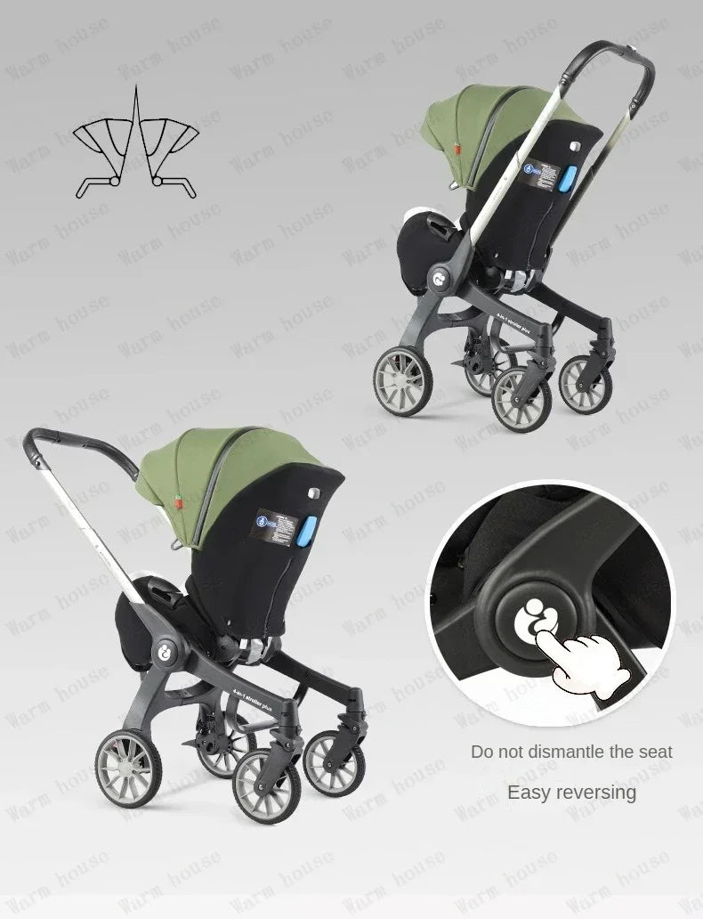2025 New Baby Stroller 4in1 Multifunctional Newborn Baby Stroller 3in1 Foldable Basket Type Seat Lightweight Travel Pram