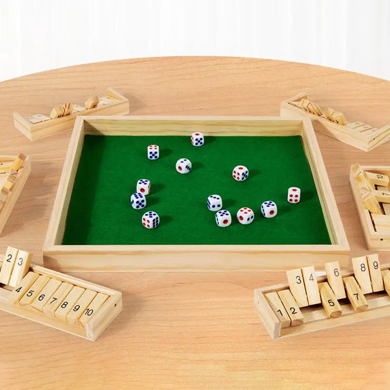 Wooden Shut The Box Dice Game 8 Dice Board Table Math Skills Game Party Club Drinking Games for Families Christmas Gift