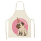 Cute Dog Pug Pattern Cotton Linen Sleeveless Chef Apron Kitchen Aprons Women Home Cooking Baking Waist Bib Pinafore 55x68cm