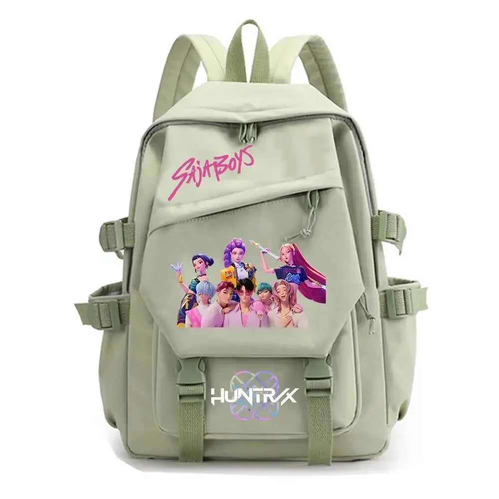 KPop Demon Hunters Huntrix Backpack Women Men Fashion Travel Saja Boys Rumi Zoey Mira Backpacks Outdoor Sport School Bag