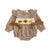 Autumn Baby Girl Thanksgiving Romper Bows Pumpkin Turkey Embroideried Plaid Ruffled Trim Crew Neck Long Sleeve Jumpsuit