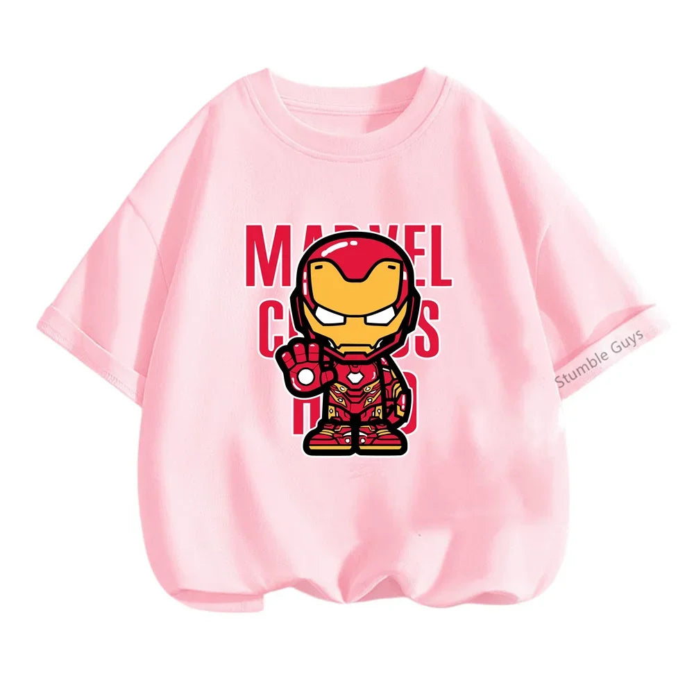 Superhero Iron Man Tshirt Kids 3 -14 Years Old Boys Clothes Top Tees The Avengers Baby Clothes Girls  T-shirts Teen Clothes