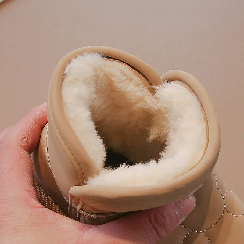 Children's Snow Boots 3-18 Years Old White Waterproof Non-slip Boys Girls Cotton Shoes Winter Soft Non-slip Kids Short Boots