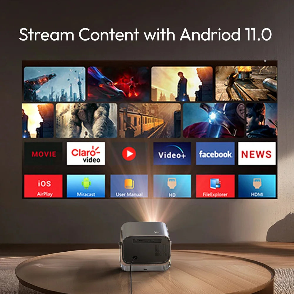 VEVSHAO A12 Projector Mini Portable  LED Video Android 13.0 WIFI 6 Mirror SmartPhone for 1080P 4K Video Home Cinema Projector