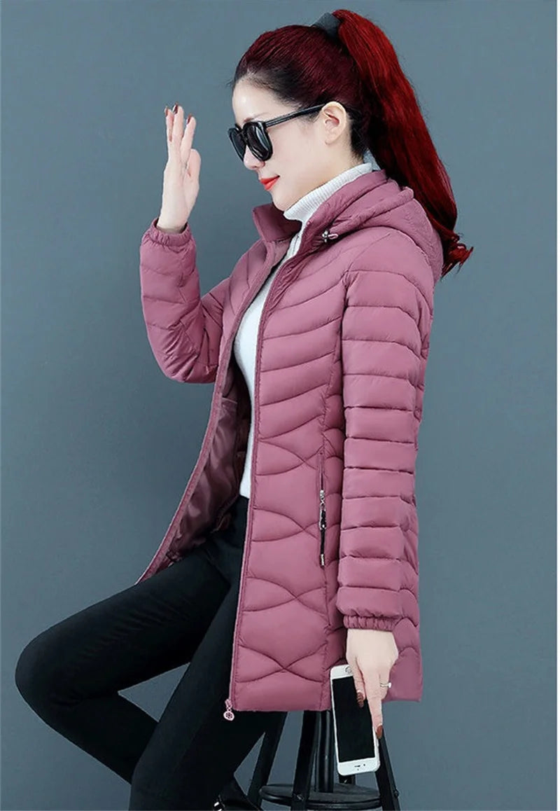 New Women Cotton Coat Autumn Winter Jacket Coat Middle-Aged Elderly Mothers Padded Hooded Keep Warm Down Cotton Overcoat Parkers