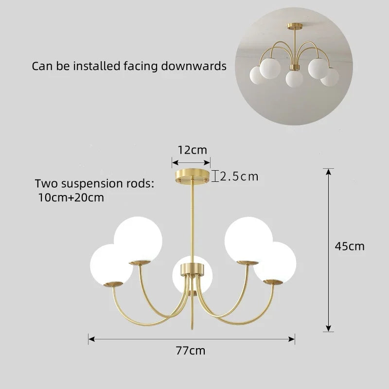 Modern luxury chandeliers E27 Bulb glass ball chandelier minimalism suspension design Living Room kitchen island pendant light