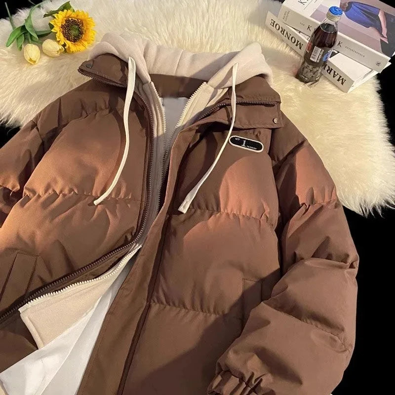 New Winter Cotton-padded Jacket Women, Two-piece Hooded Down Cotton Jacket Female Casual Warm Cotton-padded Clothing Parker Coat