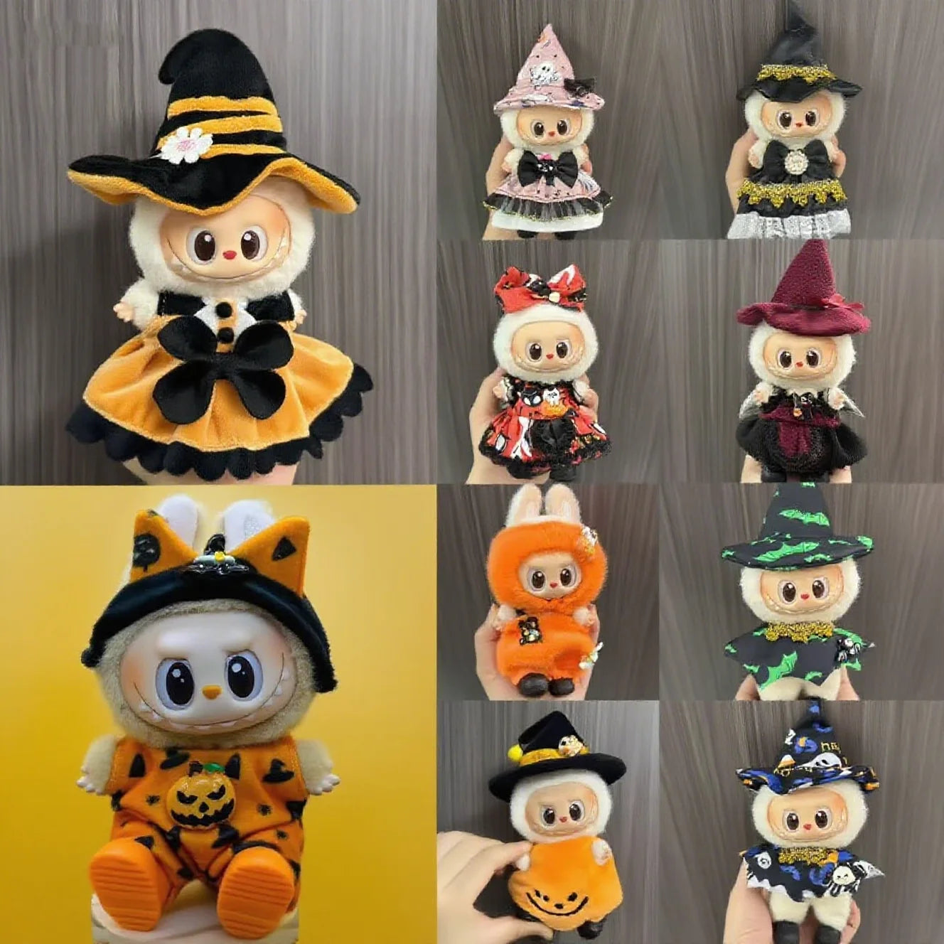 For labubu clothing Accessories Halloween pumpkin baby clothes Dress set accessories For 15-17cm labubu Halloween outfit